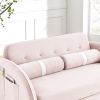 Modern 55.5" Pull Out Sleep Sofa Bed 2 Seater Loveseats Sofa Couch with side pockets, Adjsutable Backrest and Lumbar Pillows for Apartment Office Livi