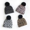 Leopard Print Baby Infant Beanie Knit Warm Winter POM Skull Cap Hat - brown