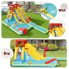 Inflatable Dual Slide Water Park Climbing Bouncer with 735W Air Blower - as show