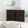 Dresser; Modern Dresser of 5 Drawers; Dresser Chest with Easy Pull Handle for Bedroom; White Finish - Brown - Wood