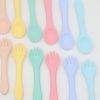 Baby Food Grade Complementary Food Training Silicone Spoon Fork Sets - Average Size (0-8Y) - White