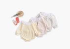 Baby 1pcs Cartoon Orange Print Striped Pattern Ruffle Neck Onesies - 66 (3-6M) - Grey