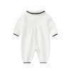 Baby Solid Color Simple Style Lapel Cotton Thermal Home Clothes Romper - 59 (0-3M) - White