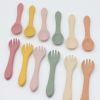 Baby Food Grade Complementary Food Training Silicone Spoon Fork Sets - Average Size (0-8Y) - White