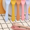 Baby Food Grade Complementary Food Training Silicone Spoon Fork Sets - Average Size (0-8Y) - White