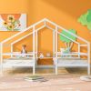 Double Twin Size Triangular House Beds with Built-in Table,White(Old SKU:WF286895AAK) - as Pic