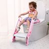 Potty Training Toilet Seat with Steps Stool Ladder For Children Baby Splash Guard Foldable Toilet Trainer Chair Height Adjustable  - Pink White