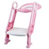 Potty Training Toilet Seat with Steps Stool Ladder For Children Baby Splash Guard Foldable Toilet Trainer Chair Height Adjustable  - Pink White