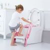 Potty Training Toilet Seat with Steps Stool Ladder For Children Baby Splash Guard Foldable Toilet Trainer Chair Height Adjustable  - Pink White