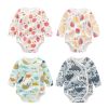 Baby Cartoon Print Pattern Side Button Design Long Sleeve Onesies - 59 (0-3M) - Blue