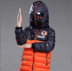 Fashion Boy's Glasses Hooded Warm Cotton Coat (Option: Orange-100cm)