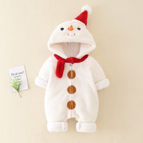 Baby Men And Women Fleece-lined Warm Jumpsuit (Option: White-66cm)