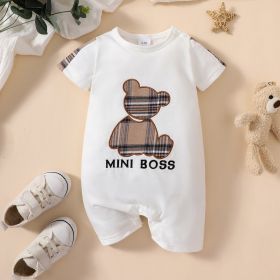 Letter Embroidery Cute Baby Onesie (Option: White-52cm)