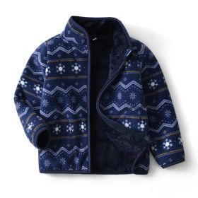 Simple Cartoon Print Boy Padded Jacket (Option: Navy Blue-90cm)