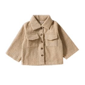 Autumn New Plush Plaid Reversible Coat (Option: Khaki-80cm)