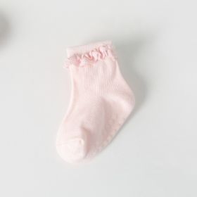 Children's Non-slip Spring And Autumn Cotton Socks (Option: Pink Tablet Lace-S)