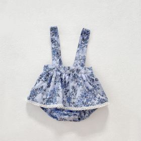 Full Moon Baby Triangle Strap Floral Romper (Option: Blue suspenders-66cm)